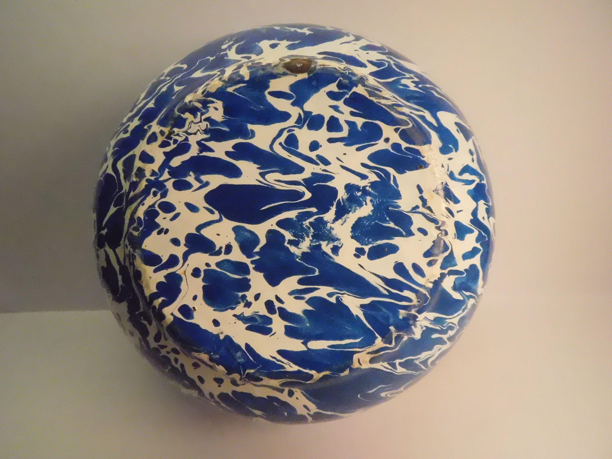 Blue And White Swirl Enamelware Bowl Blue And White Swirl Enamelware Bowl