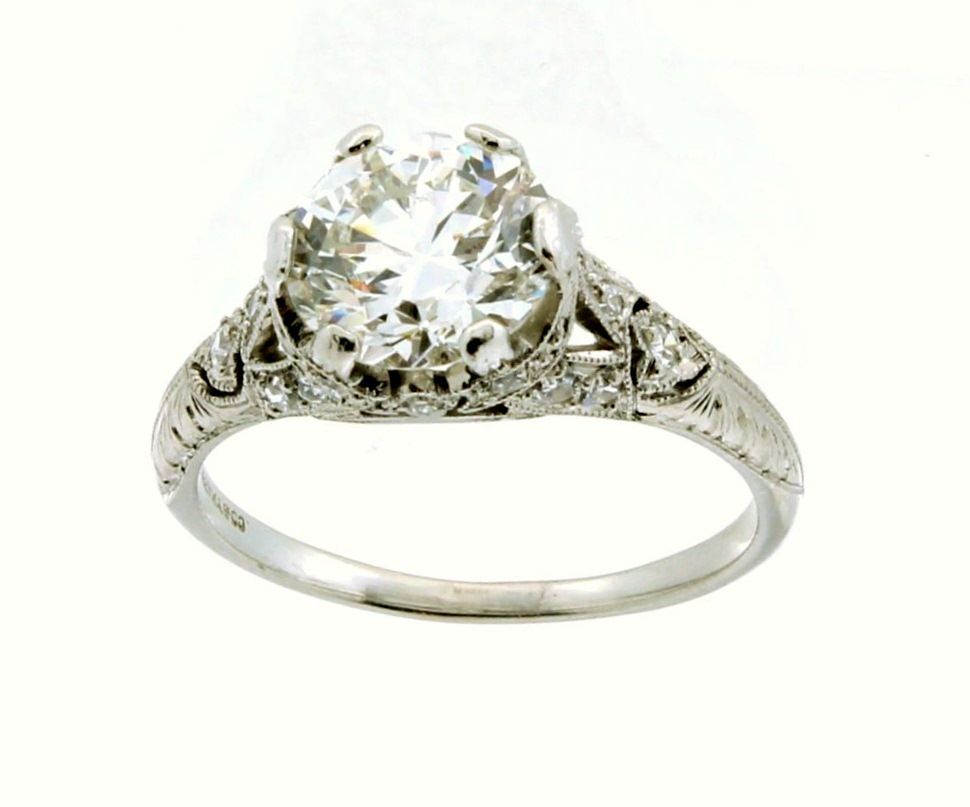 Vintage Tiffany Art Deco Platinum  Diamond Engagement Ring