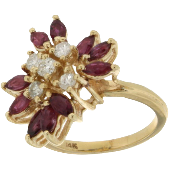 Vintage 14K Yellow Gold Diamond & Ruby Ring Vintage 14K Yellow Gold Diamond & Ruby Ring