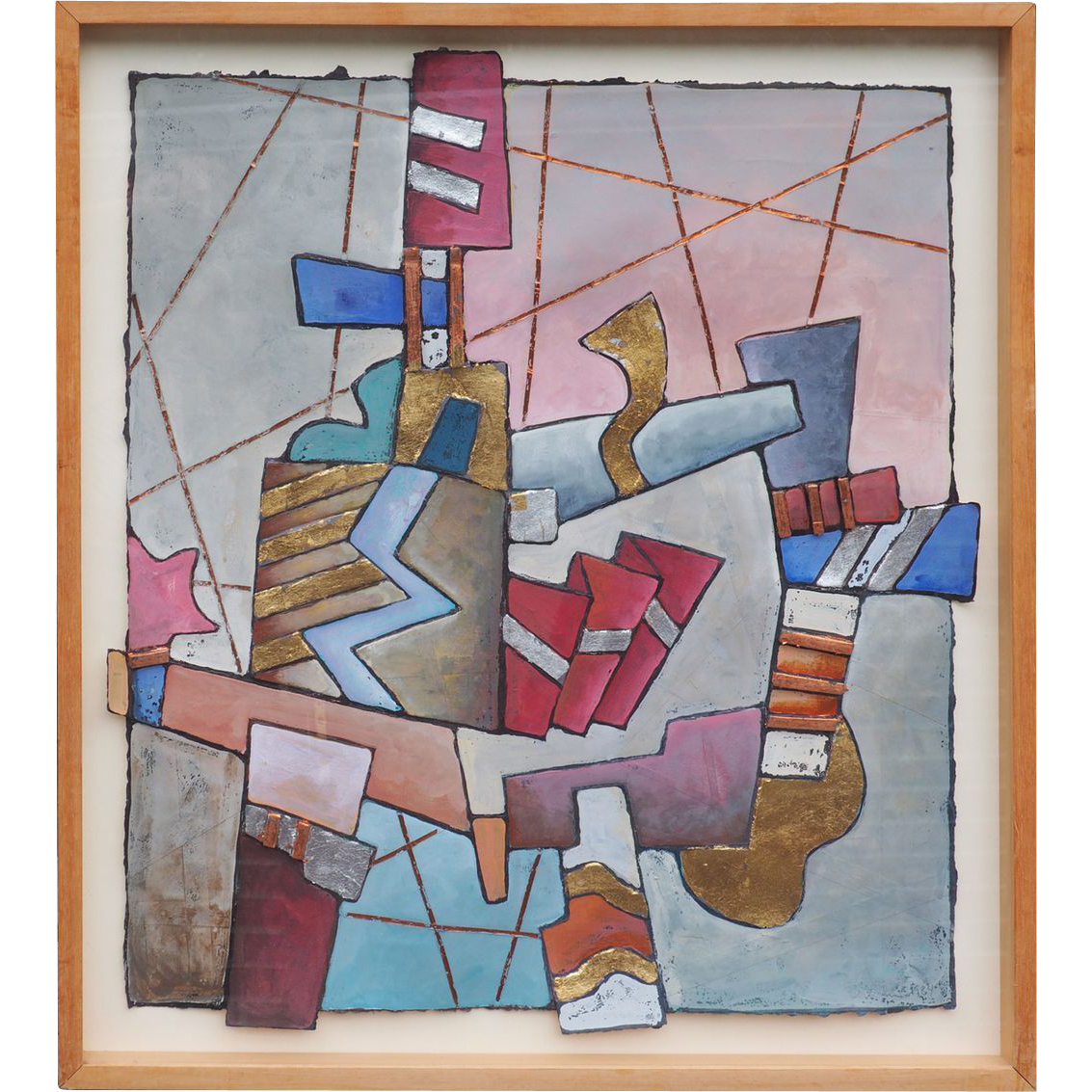 Geometric Song vintage abstract mixed media painting by Tom Bianchi