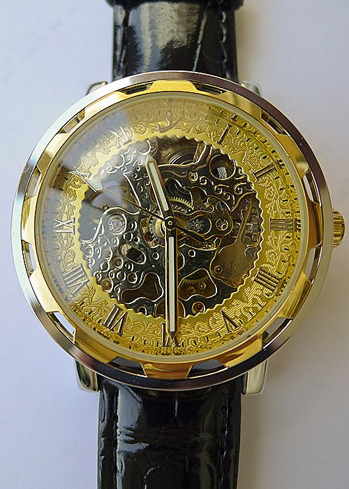 Amazing Men's Wrist Watch - Skeleton Design - Gold & Silver Plating Amazing Men's Wrist Watch - Skeleton Design - Gold & Silver Plating