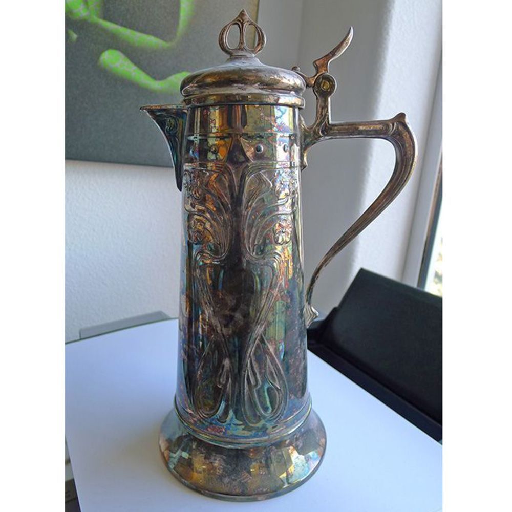 Beautiful Antique Art Nouveau Silver Plated WMF Claret Jug - Circa 1900 Beautiful Antique Art Nouveau Silver Plated WMF Claret Jug - Circa 1900