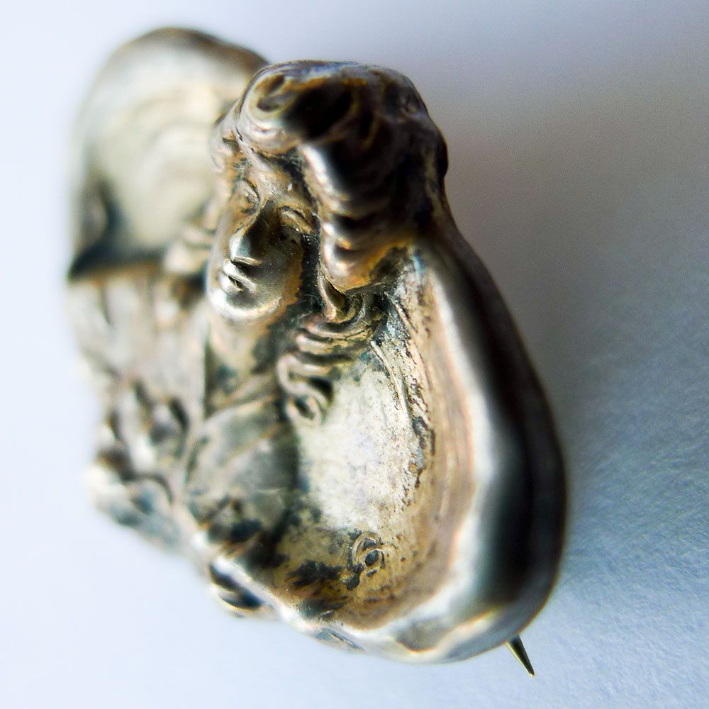 Antique Art Nouveau Sterling Front Small Unusual Brooch - Circa 1900 Antique Art Nouveau Sterling Front Small Unusual Brooch - Circa 1900