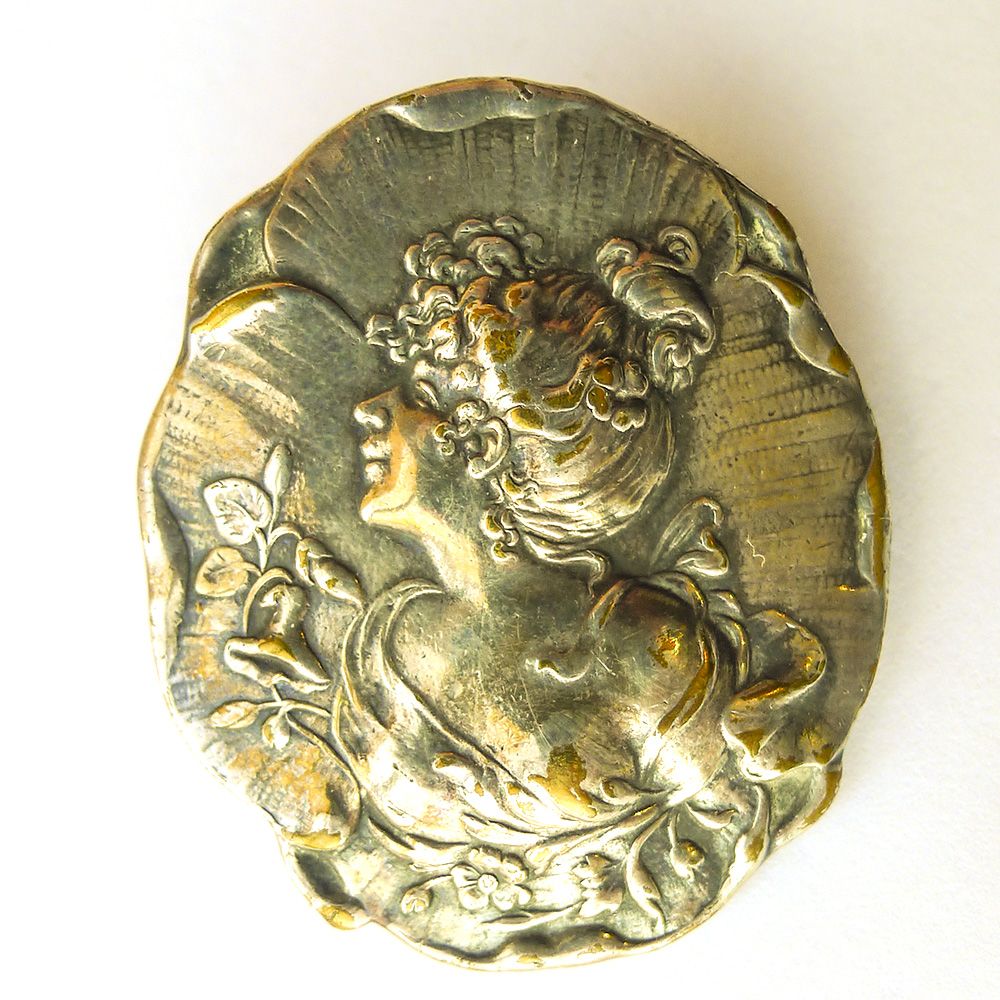 Large Hallmarked Antique Art Nouveau Silver Plated Brooch - Circa 1900 Large Hallmarked Antique Art Nouveau Silver Plated Brooch - Circa 1900