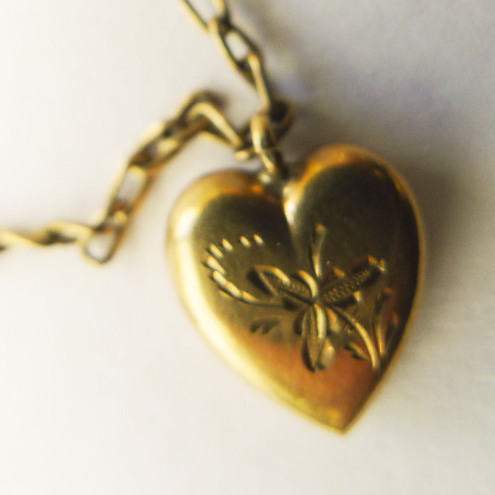 Antique Tiny Gold Filled Child's Heart Shaped Pendant with 11" Chain - Circa 1900 Antique Tiny Gold Filled Child's Heart Shaped Pendant with 11" Chain - Circa 1900