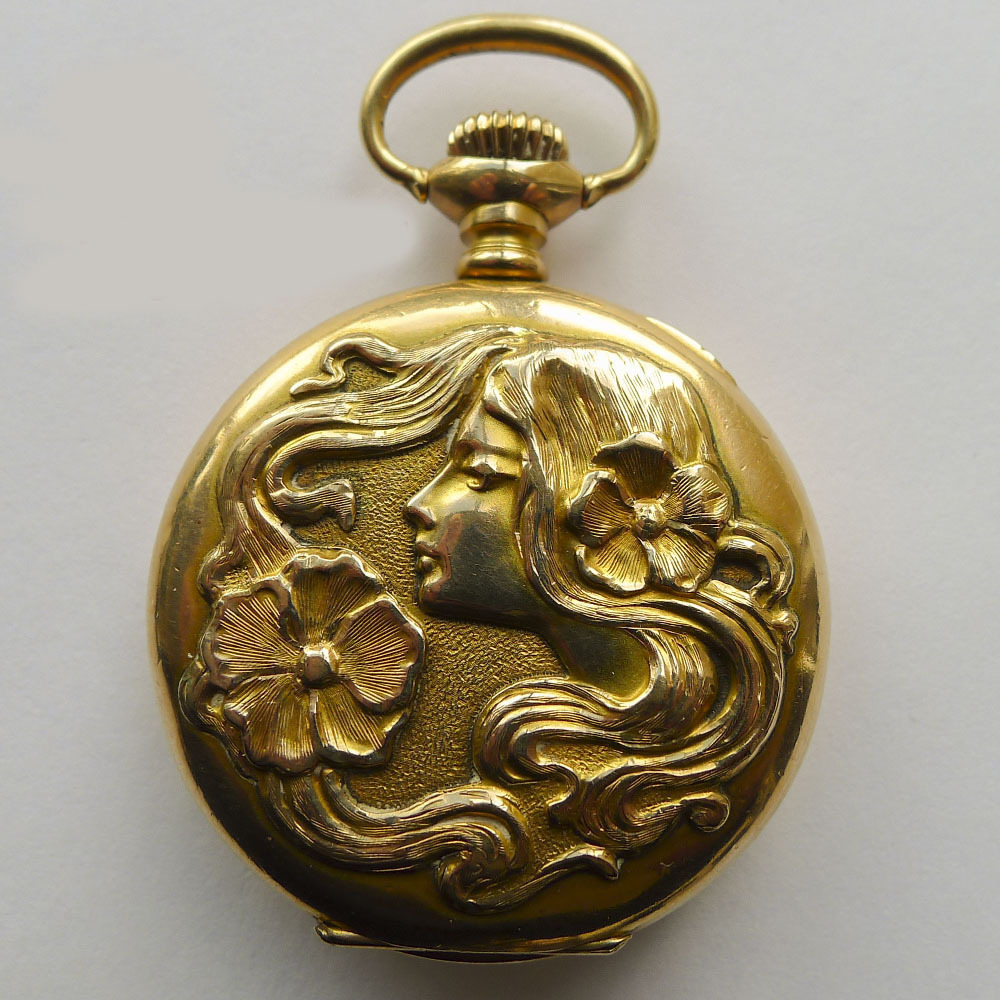 Pocket Watch 14kt Gold  Ladies Antique Art Nouveau  Waltham  Circa 