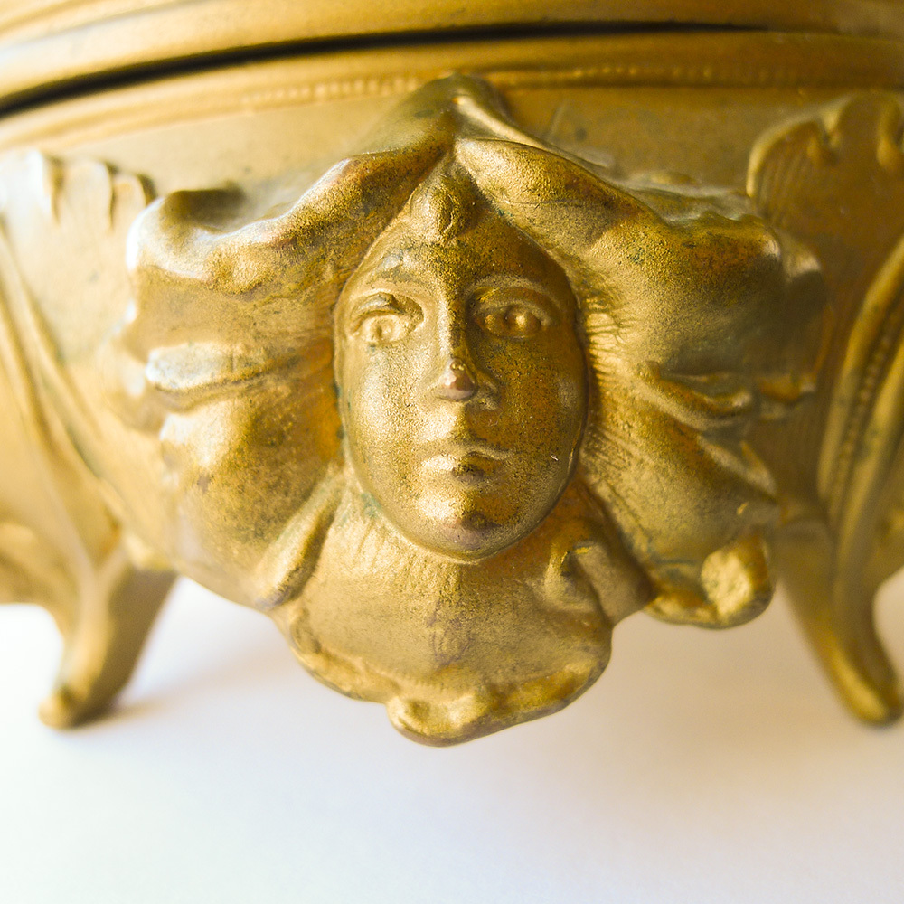 Jewelry Box - Antique Gold Plated Art Nouveau - Circa 1900 Jewelry Box - Antique Gold Plated Art Nouveau - Circa 1900