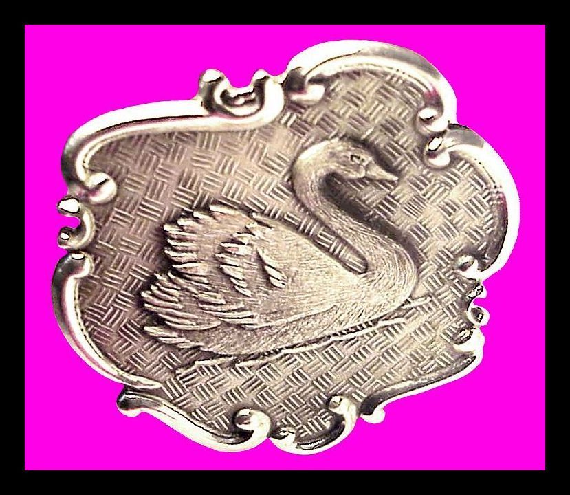 FAIRY TALE SWAN Rare Sterling Silver Vintage Belt Buckle FAIRY TALE SWAN Rare Sterling Silver Vintage Belt Buckle