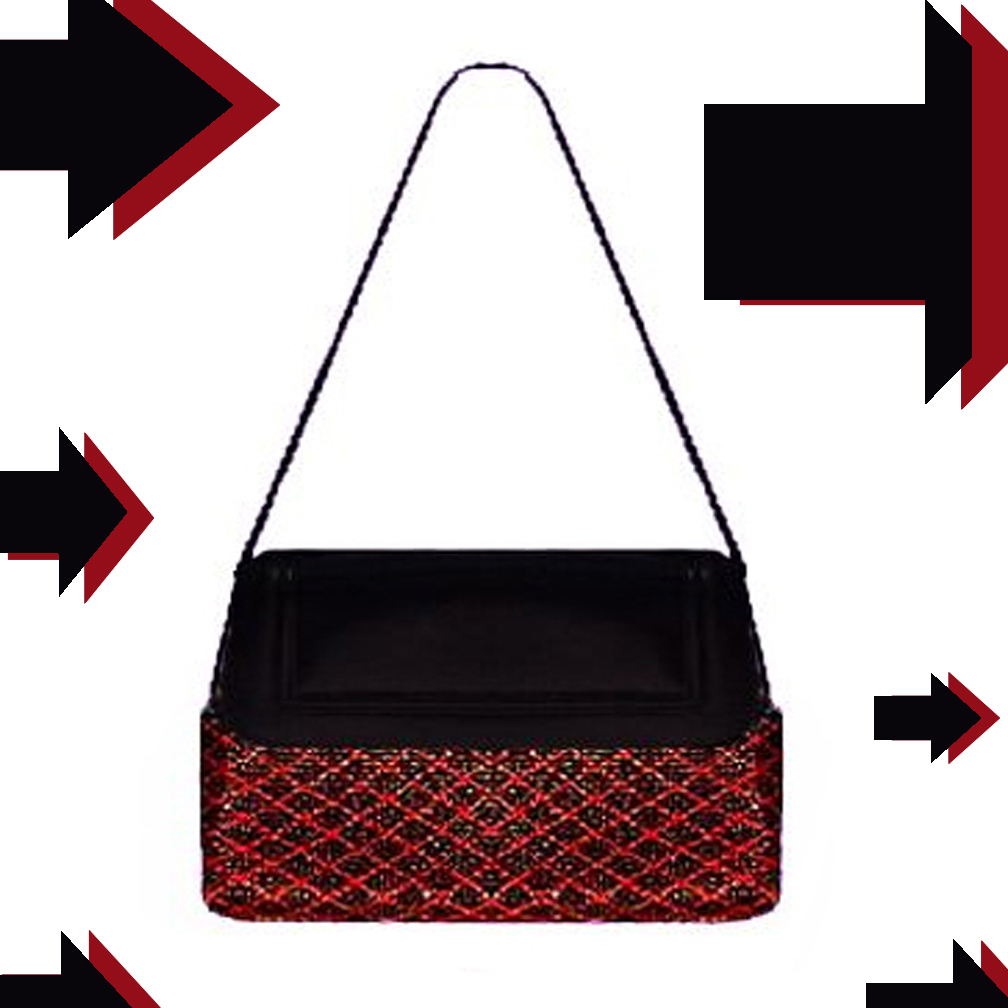 BORBONESE Stunning Italian Red Black Argyle Mesh Leather Purse BORBONESE Stunning Italian Red Black Argyle Mesh Leather Purse