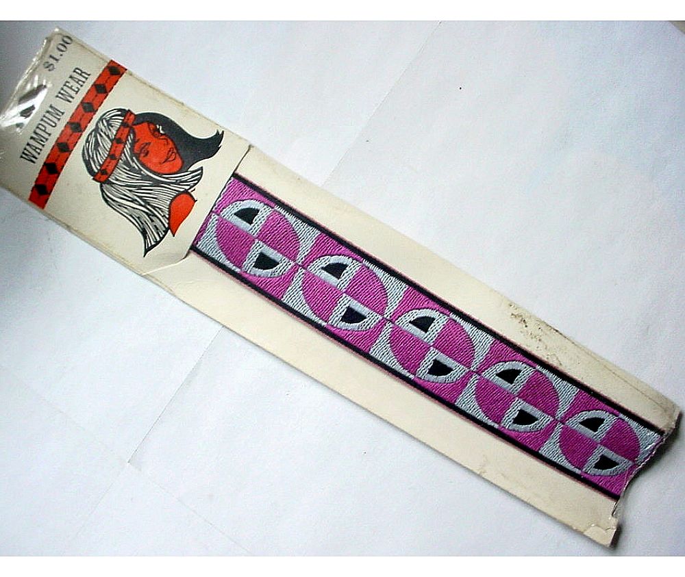 Flower Power 1960s Vintage Hippie HeadBand Original Package Pink Black Flower Power 1960s Vintage Hippie HeadBand Original Package Pink Black
