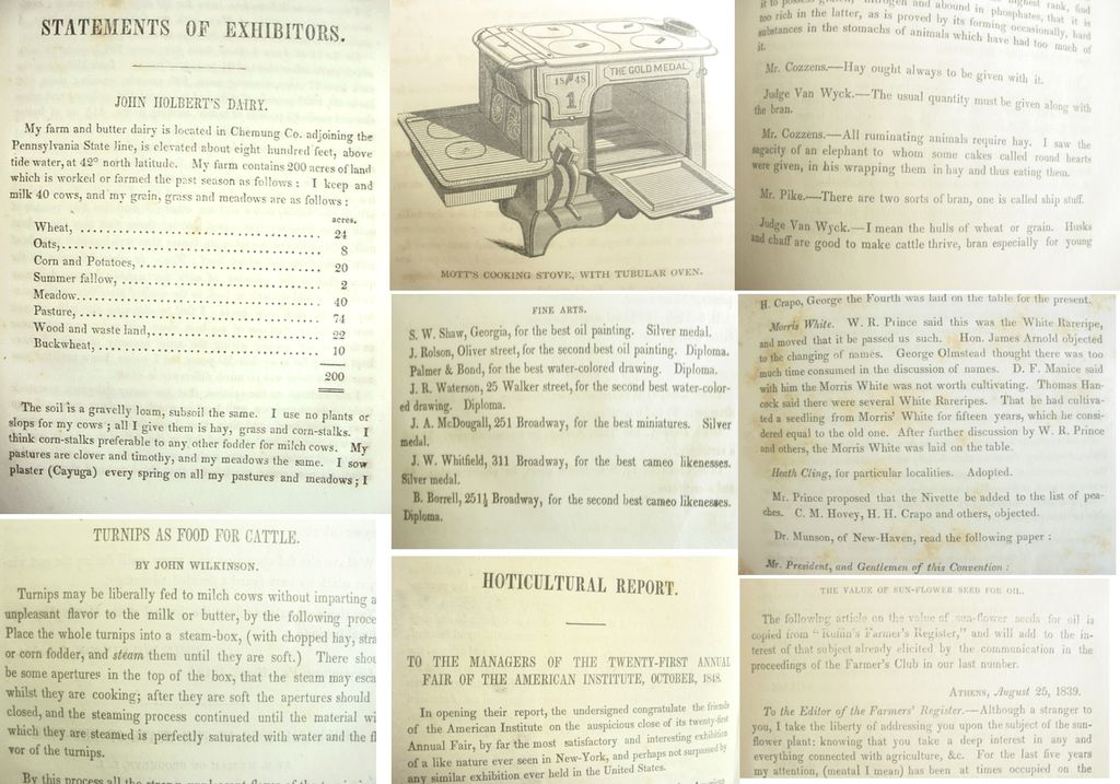 19th Century Scrap Book from The American Institute Report 1849 19th Century Scrap Book from The American Institute Report 1849