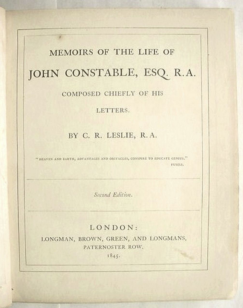 Memoirs of the Life of John Constable 1845 Charles R Leslie Memoirs of the Life of John Constable 1845 Charles R Leslie