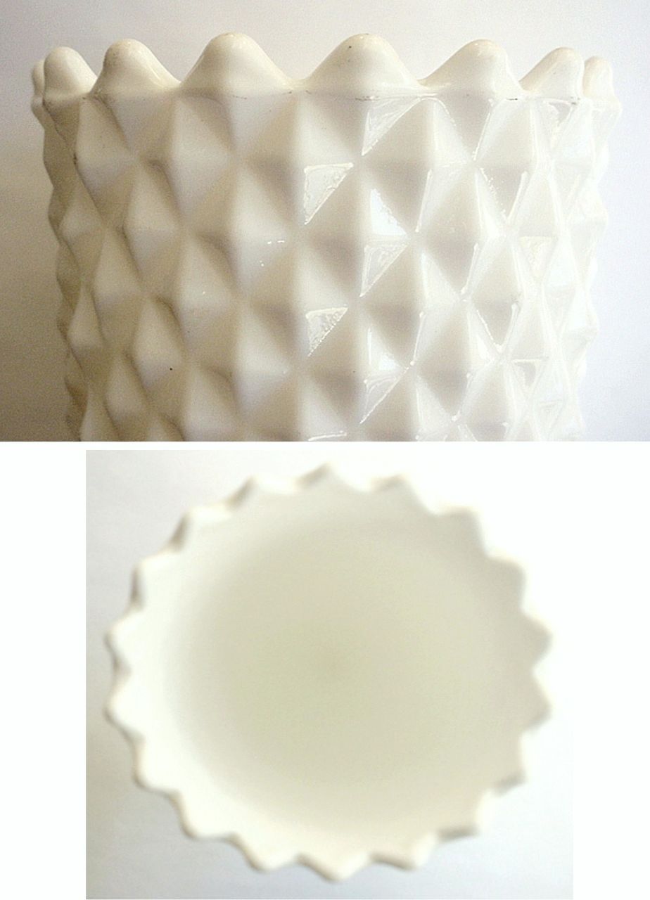 Pressed Glass Spooner Sawtooth Pattern Milk Glass Pressed Glass Spooner Sawtooth Pattern Milk Glass