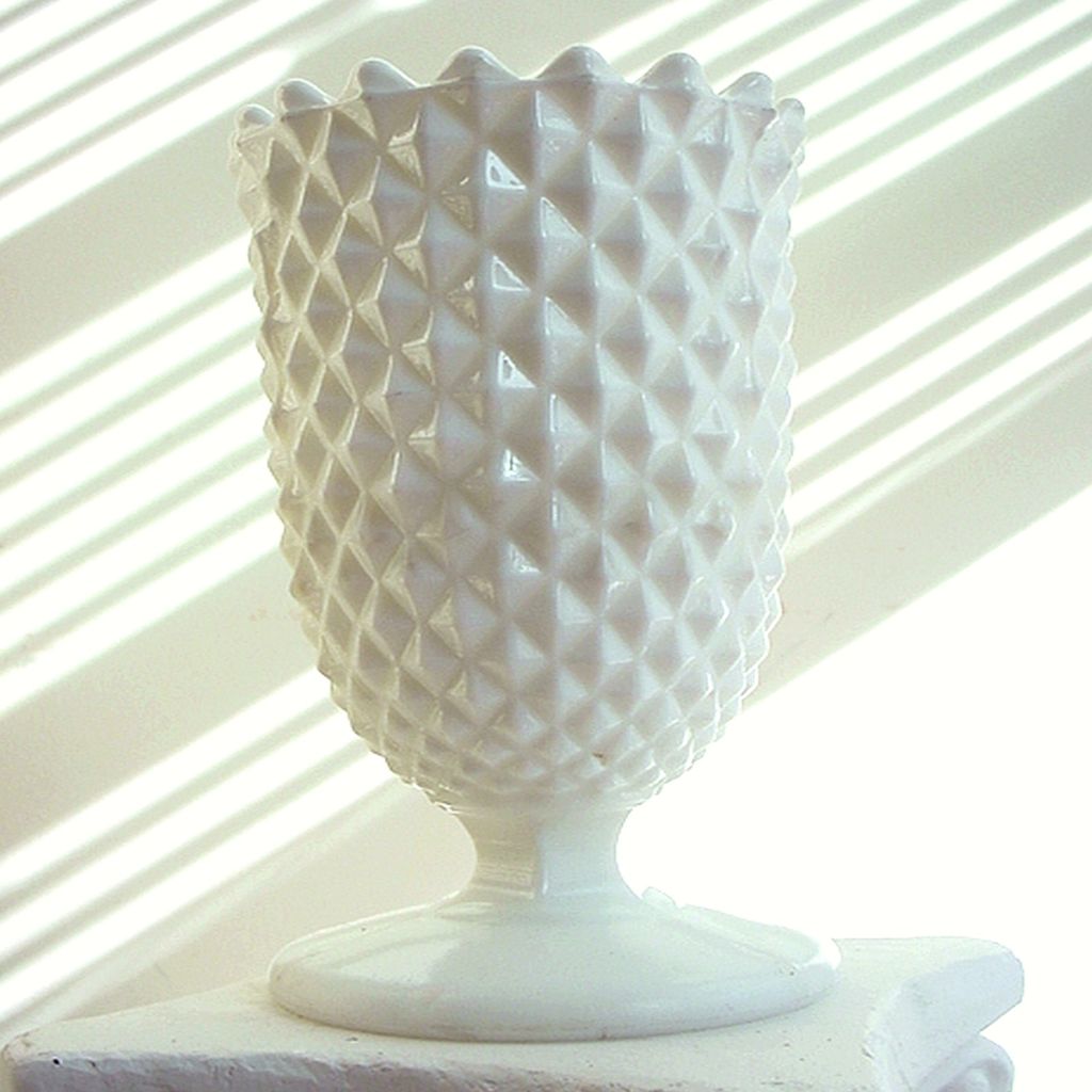Pressed Glass Spooner Sawtooth Pattern Milk Glass Pressed Glass Spooner Sawtooth Pattern Milk Glass