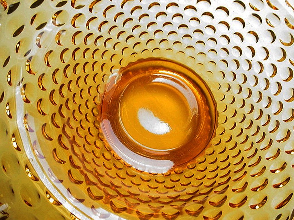 Vintage Fenton Glass Basket Colonial Amber Hobnail Crimped Edge Vintage Fenton Glass Basket Colonial Amber Hobnail Crimped Edge