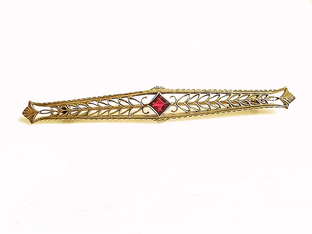 Edwardian Antique Bar Pin 10K Yellow Gold Openwork SM&S Edwardian Antique Bar Pin 10K Yellow Gold Openwork SM&S