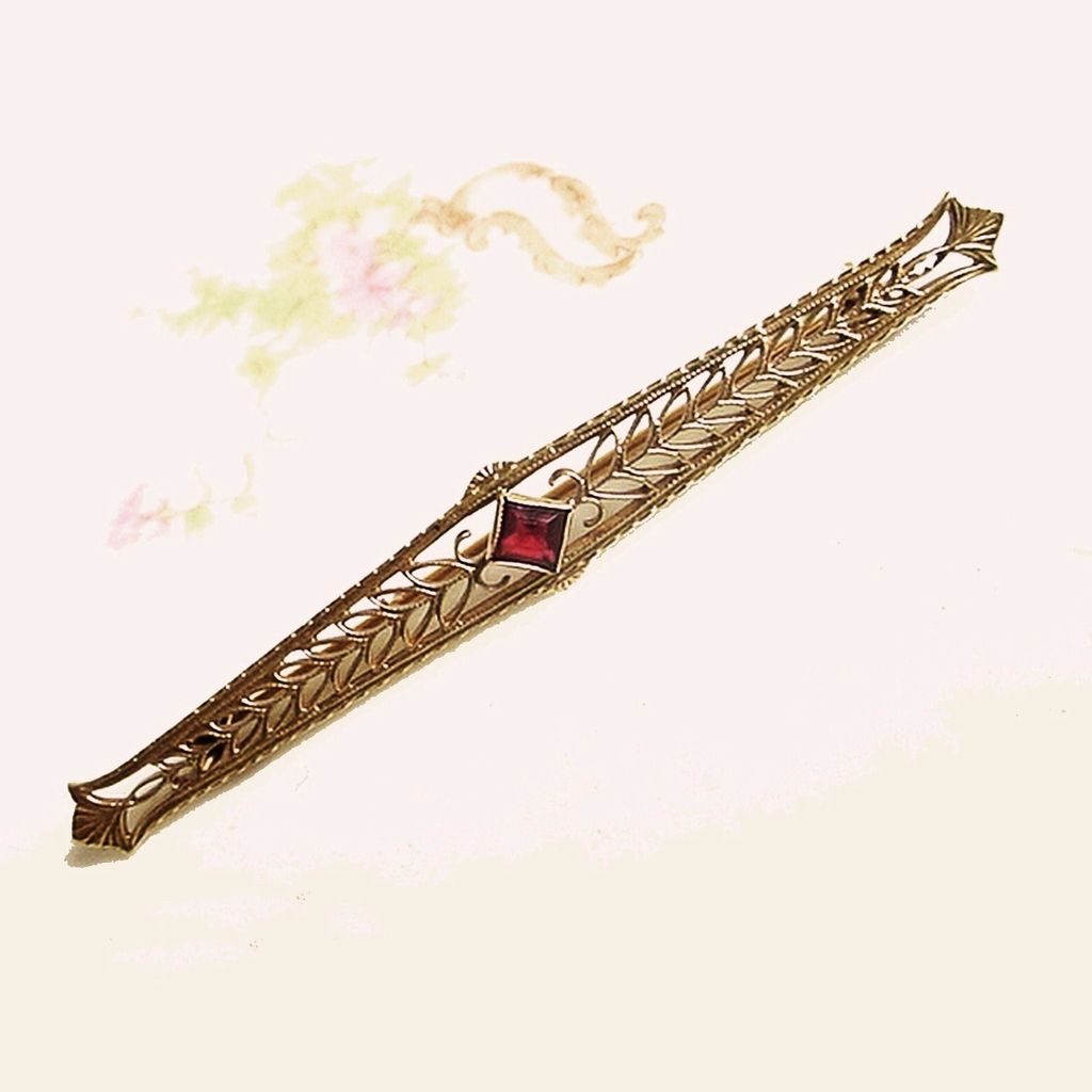 Edwardian Antique Bar Pin 10K Yellow Gold Openwork SM&S Edwardian Antique Bar Pin 10K Yellow Gold Openwork SM&S