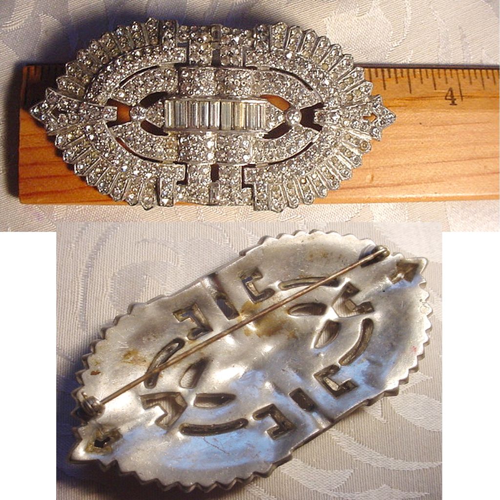Huge Art Deco Rhinestone Brooch Huge Art Deco Rhinestone Brooch
