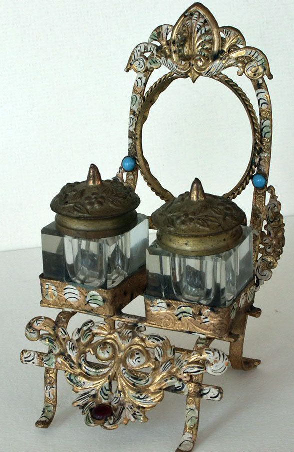 Antique Pocketwatch Holder and Inkwell Antique Pocketwatch Holder and Inkwell