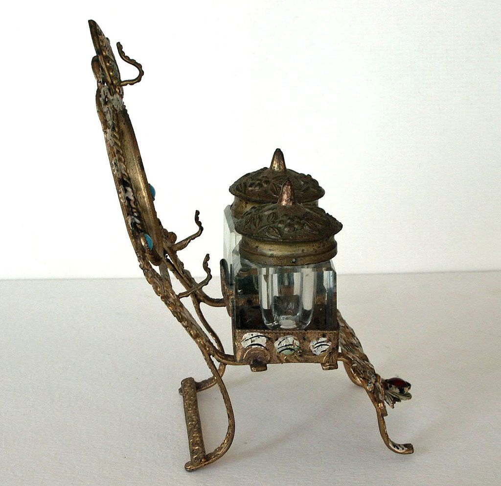 Antique Pocketwatch Holder and Inkwell Antique Pocketwatch Holder and Inkwell