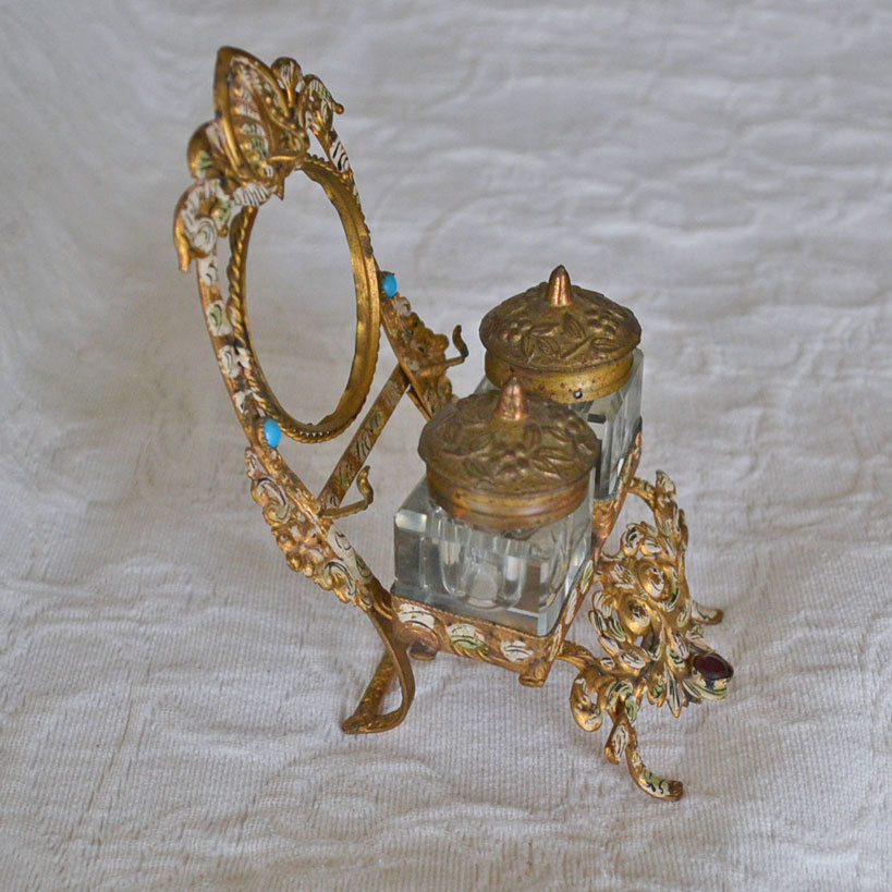 Antique Pocketwatch Holder and Inkwell Antique Pocketwatch Holder and Inkwell