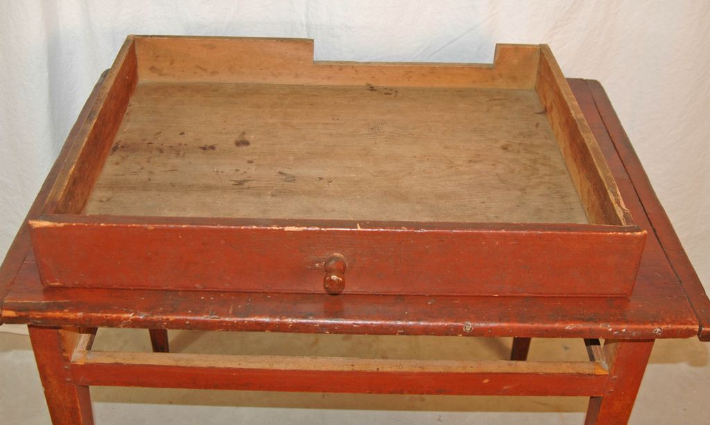 Federal Work Table in Original Red Surface Federal Work Table in Original Red Surface