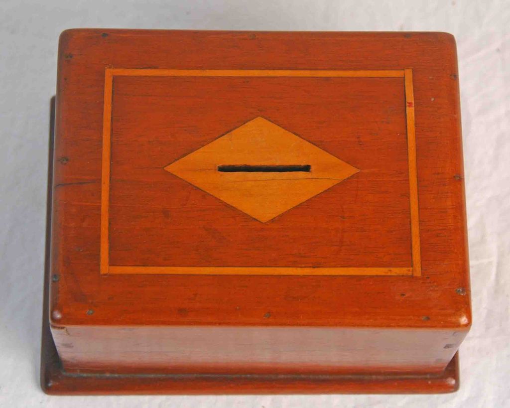 Vintage Inlaid Mahogany Bank Vintage Inlaid Mahogany Bank