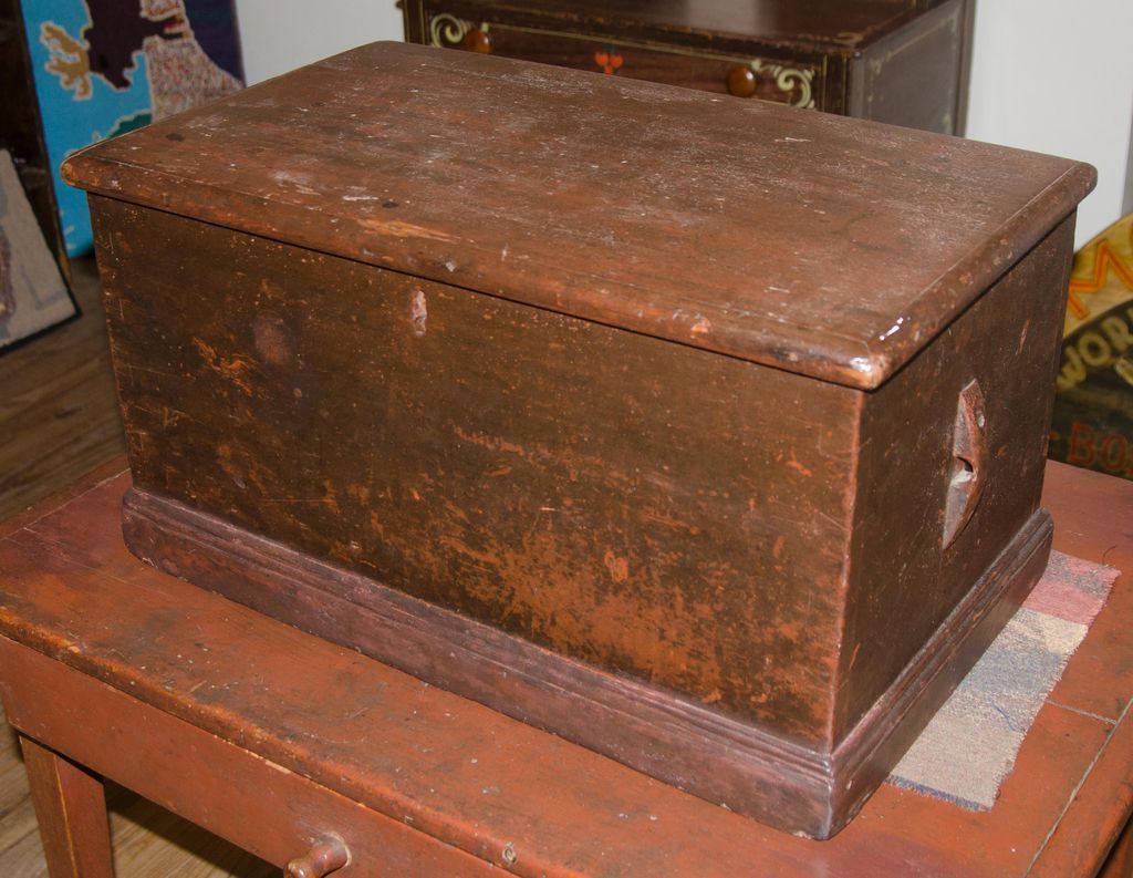 Antique Pine Sea Chest in Original Red Surface from asgoodasold on Ruby