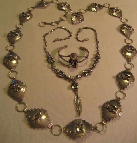 Sterling Silver Storyteller Concho & Necklace & Bracelet Sterling Silver Storyteller Concho & Necklace & Bracelet