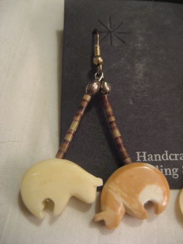 Heishi & Bear Fetish Vintage Earrings Heishi & Bear Fetish Vintage Earrings