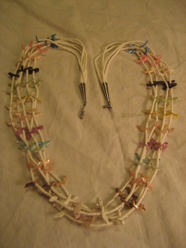 Heishi & Carved Bird Fetish Five Strand Necklace Heishi & Carved Bird Fetish Five Strand Necklace