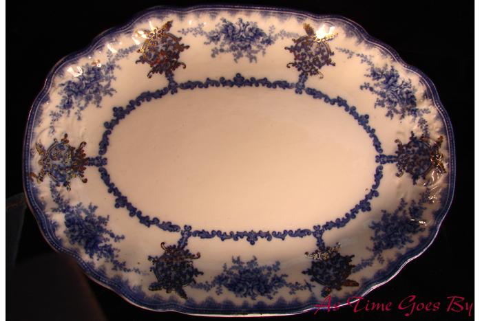 Victorian Flow Blue Staffordshire Platter - Milan, New Wharf Pottery Victorian Flow Blue Staffordshire Platter - Milan, New Wharf Pottery