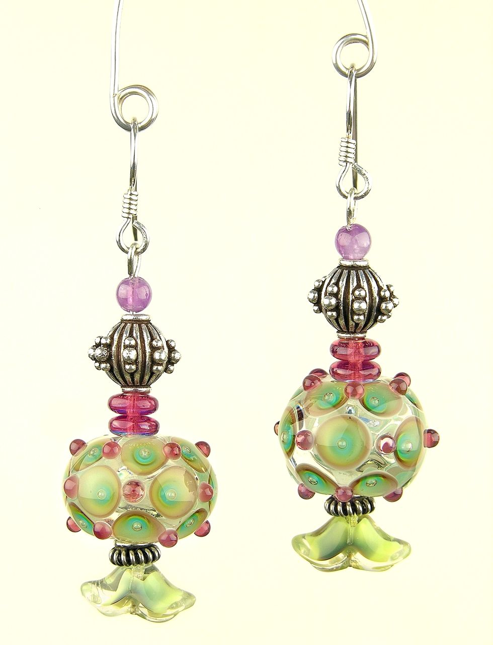 Dreamland Earrings ~ Lampwork: Silver:Designer Collection: Art To Wear Dreamland Earrings ~ Lampwork: Silver:Designer Collection: Art To Wear