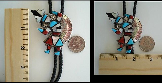 RARE Vintage Native American ZUNI Rainbow Man Bolo Tie Stones Inlaid Sterling by Alonzo Hustito RARE Vintage Native American ZUNI Rainbow Man Bolo Tie Stones Inlaid Sterling by Alonzo Hustito