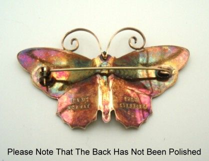 Signed David ANDERSEN Norway Butterfly Brooch Pin LARGE 2 3/8" Sterling Silver Guilloche Enamel Signed David ANDERSEN Norway Butterfly Brooch Pin LARGE 2 3/8" Sterling Silver Guilloche Enamel