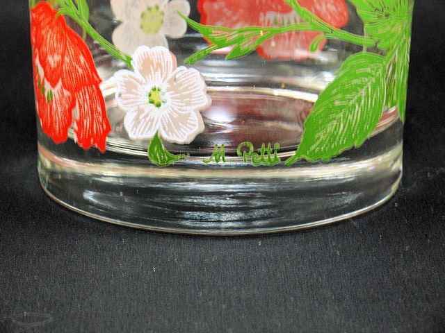 Libbey M. Petti Signed Red Poppy Tumblers Libbey M. Petti Signed Red Poppy Tumblers