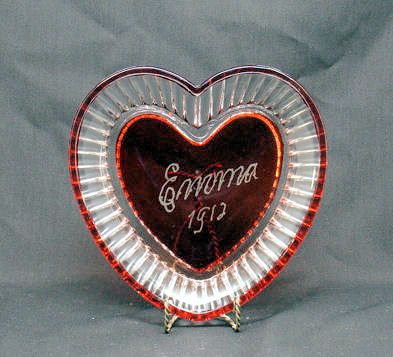 Ruby Flash Heart Shaped Dish for Emma 1912 Ruby Flash Heart Shaped Dish for Emma 1912