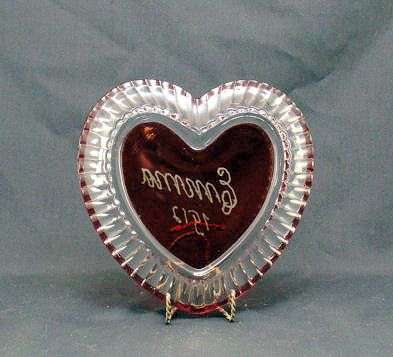 Ruby Flash Heart Shaped Dish for Emma 1912 Ruby Flash Heart Shaped Dish for Emma 1912