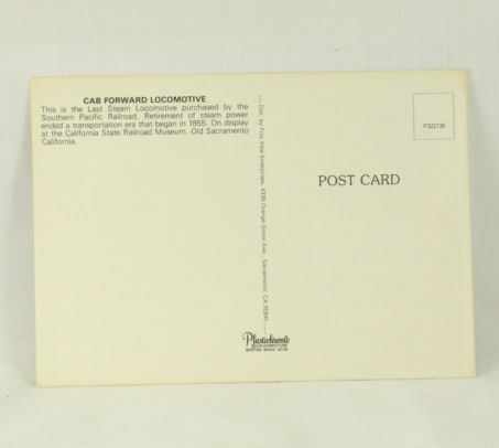 Plastichrome of Southern Pacific Cab Forward Locomotive SP4294 Plastichrome of Southern Pacific Cab Forward Locomotive SP4294