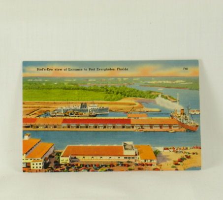 Tichnor Linen Birds Eye View of Port Everglades Entrance Tichnor Linen Birds Eye View of Port Everglades Entrance