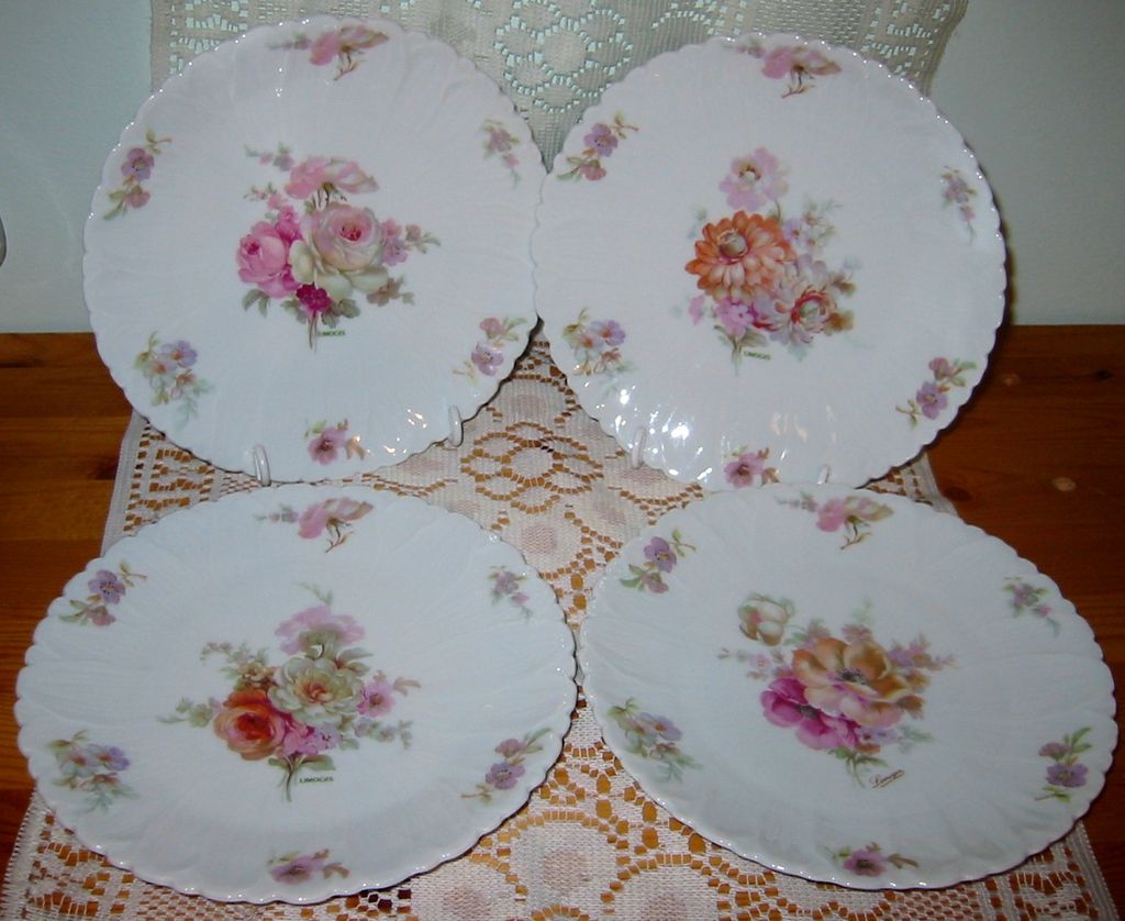 LEC Limoges - Floral Lunch Plates - R. Leclair LEC Limoges - Floral Lunch Plates - R. Leclair
