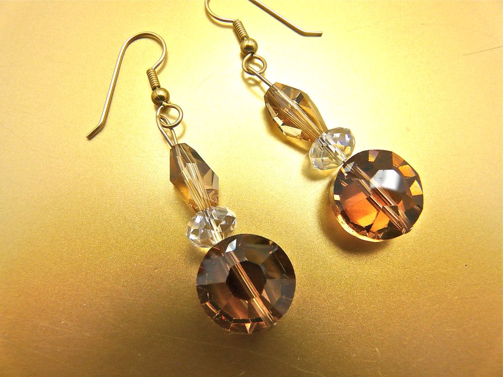 Swarovski Topaz Crystal Earrings, 2-1/8 Inches Swarovski Topaz Crystal Earrings, 2-1/8 Inches