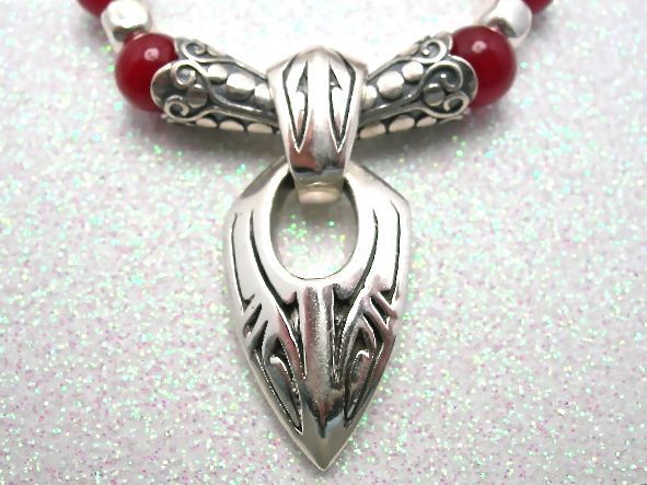 Man's Necklace of Carnelian & Sterling, 17 Inches Man's Necklace of Carnelian & Sterling, 17 Inches