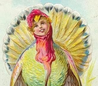 NASH Thanksgiving Postcard ~ Girl's Face on Turkey NASH Thanksgiving Postcard ~ Girl's Face on Turkey