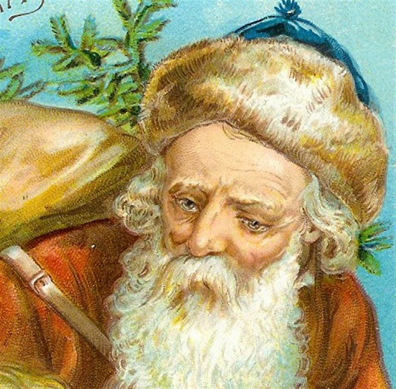 Santa in Brown Suit with Charming Little Girl 1909 Christmas Postcard Santa in Brown Suit with Charming Little Girl 1909 Christmas Postcard