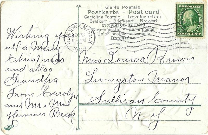 Santa in Brown Suit with Charming Little Girl 1909 Christmas Postcard Santa in Brown Suit with Charming Little Girl 1909 Christmas Postcard