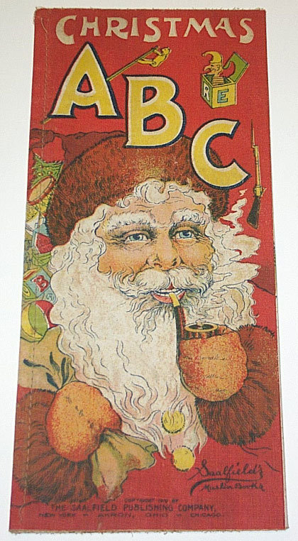 Rare 1910 Christmas ABC Muslin Cloth Book By Saalfield Rare 1910 Christmas ABC Muslin Cloth Book By Saalfield