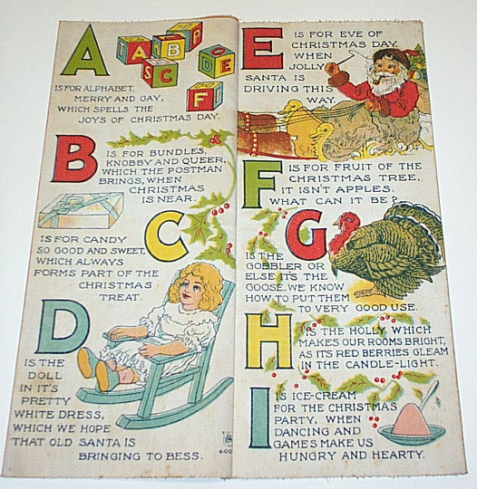 Rare 1910 Christmas ABC Muslin Cloth Book By Saalfield Rare 1910 Christmas ABC Muslin Cloth Book By Saalfield
