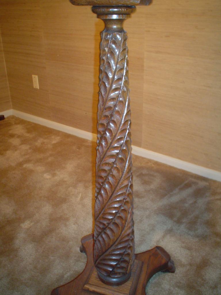 Quartersawn Oak Spiral Carved Plant Stand Quartersawn Oak Spiral Carved Plant Stand