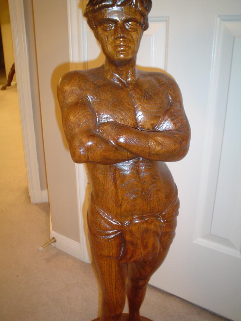 Carved Oak Figural Plant Stand Carved Oak Figural Plant Stand